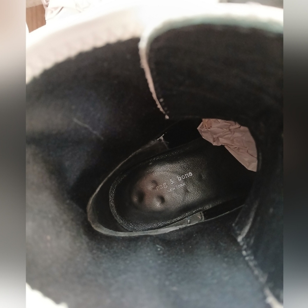 RAG & BONE Shiloh White LEATHER Lace Up COMBAT BOOTS Women's Shoe Size 7.5 38 - Picture 10 of 10